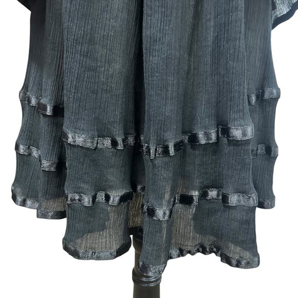 Dark Feminine Black Sheer Tunic Top‎ Whimsigoth Romantic Layered Mini Dress S - Picture 4 of 7